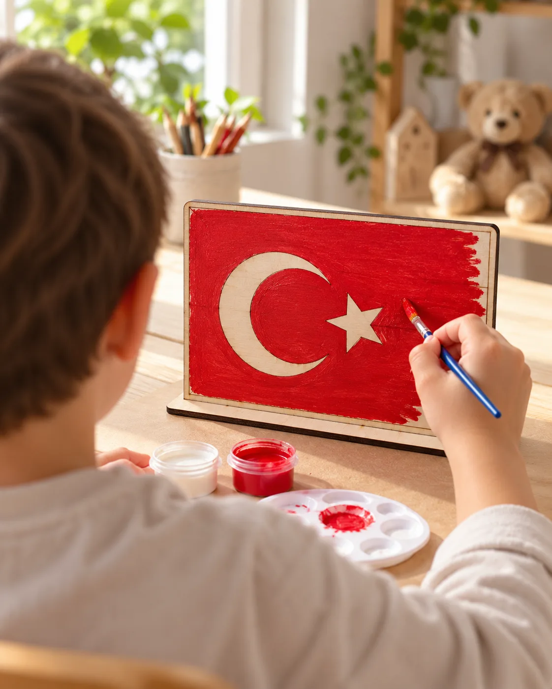 Ahşap Türkiye Bayrağı Boyama