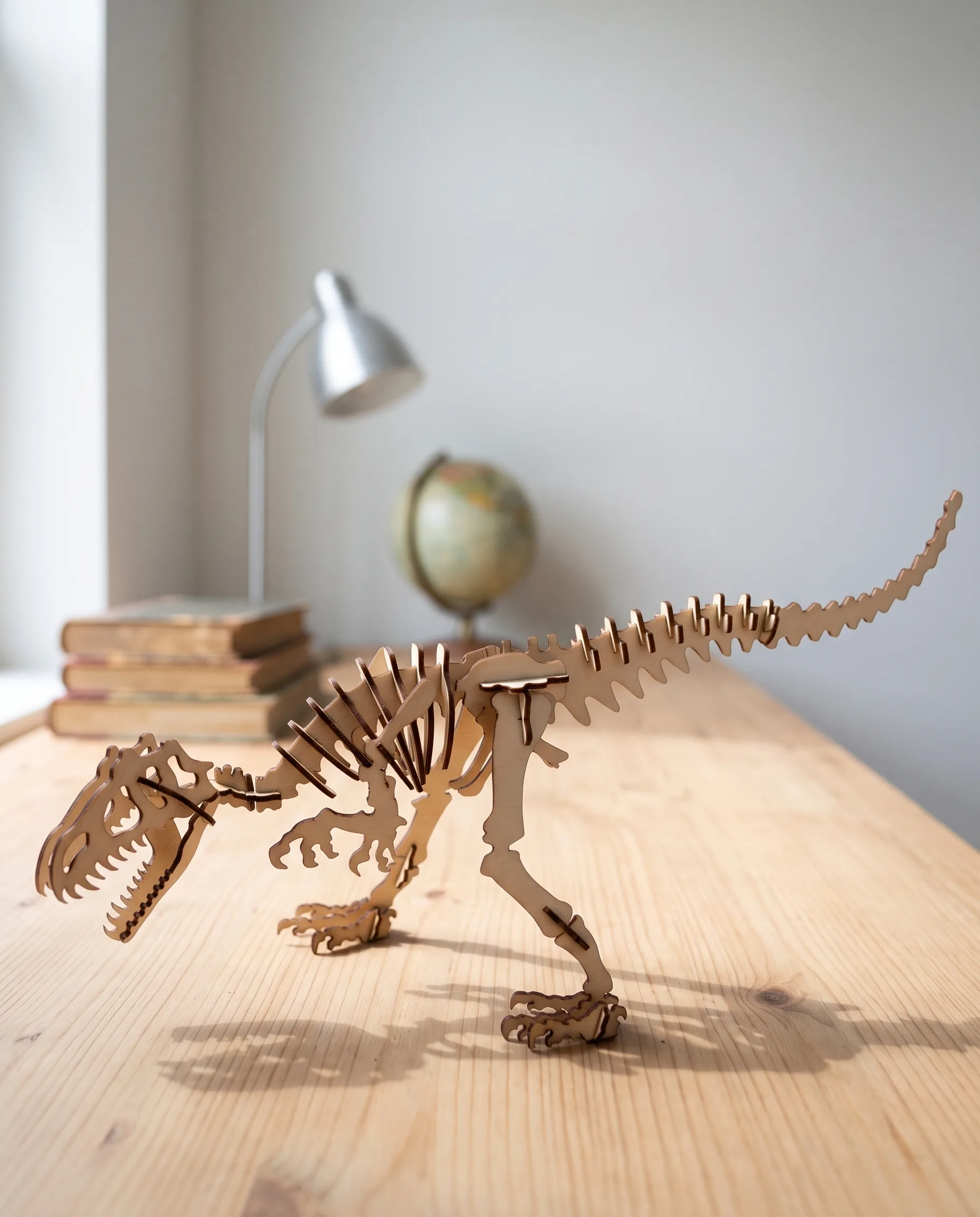 Ahşap dinozor iskelet modeli